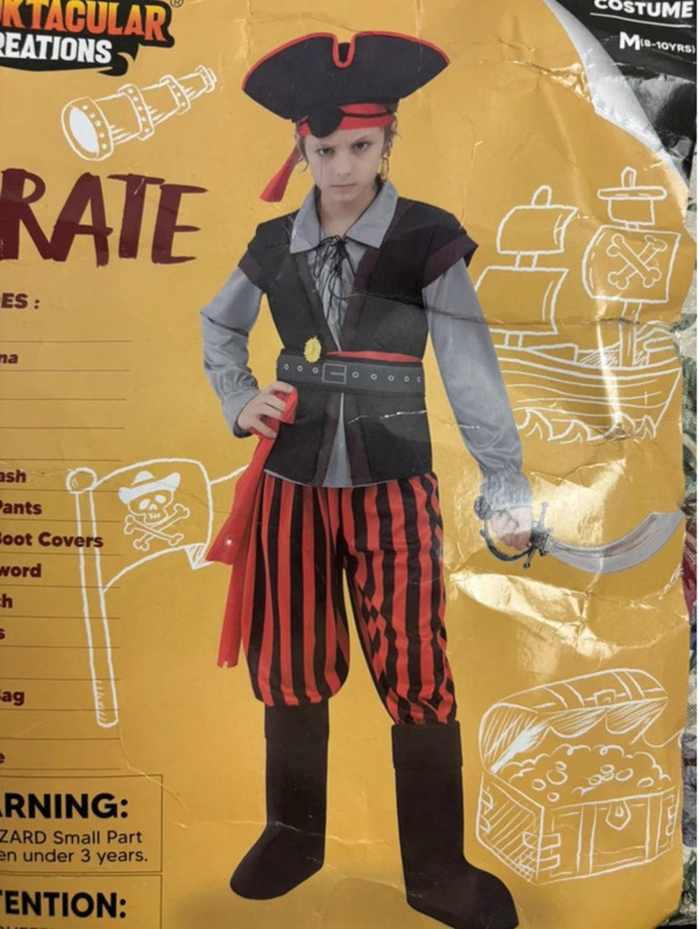 Pirate Costume Kids Medium Boys Halloween 14-Piece Set Ages 8-10